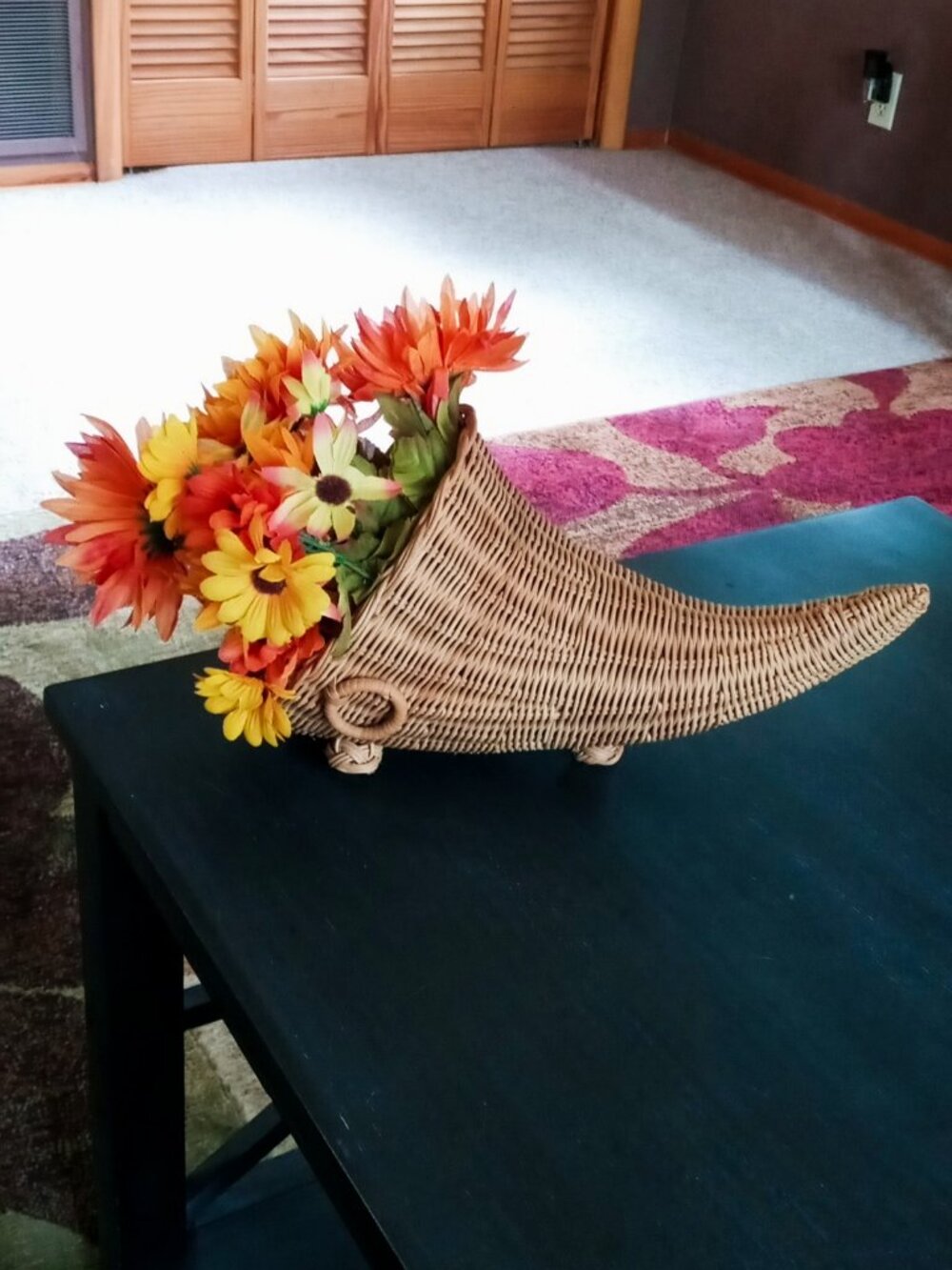 🎉Vintage Rustic Wicker Cornucopia Basket Fall Thanksgiving Decor Shabby Chic🍂 - Picture 12 of 16